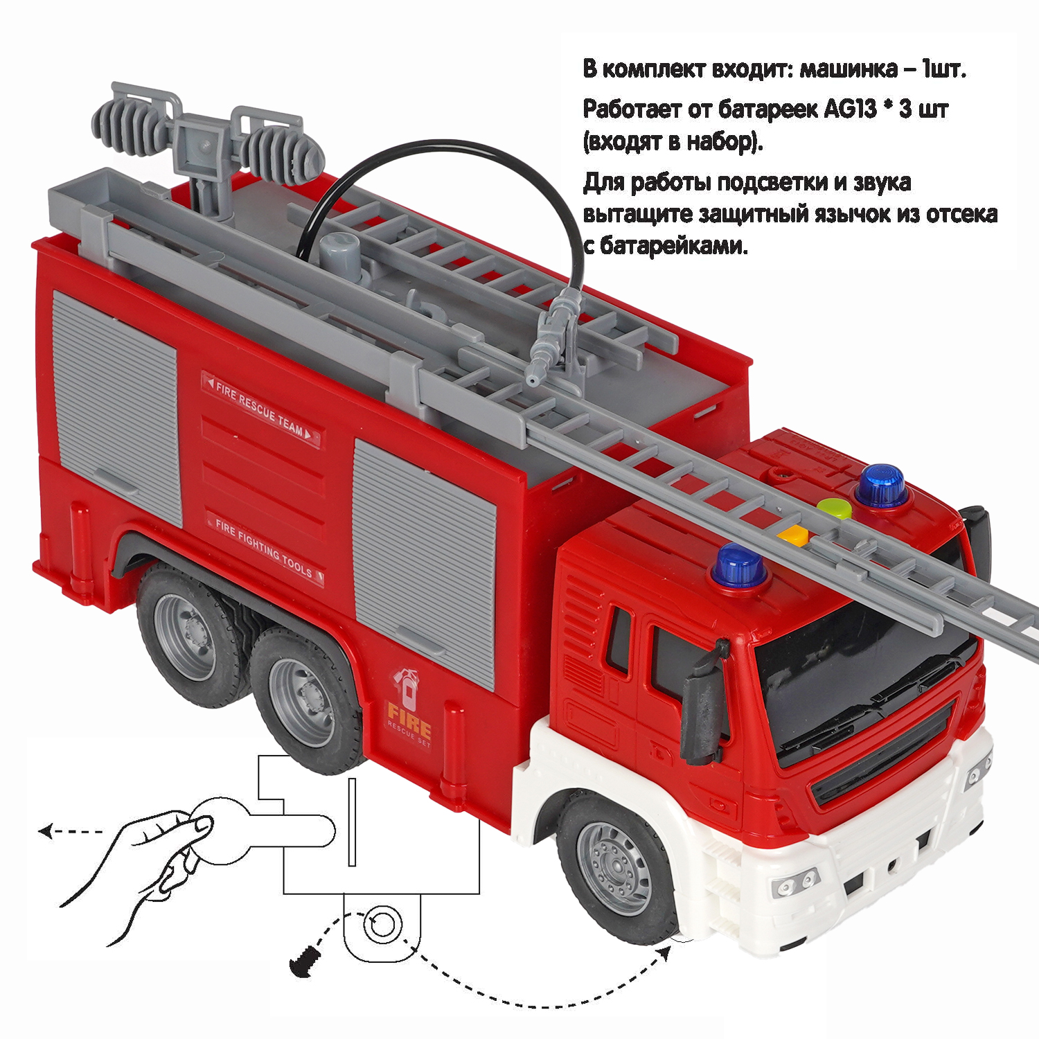 Пожарная машина Bondibon 1:16 инерционный ВВ5525 - фото 12