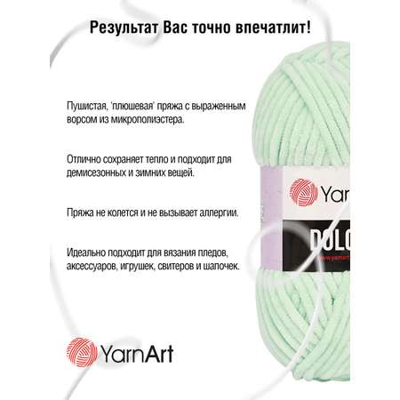 Пряжа для вязания YarnArt Dolce 100 гр 120 м микрополиэстер пушистая плюшевая 5 мотков 753 мятный