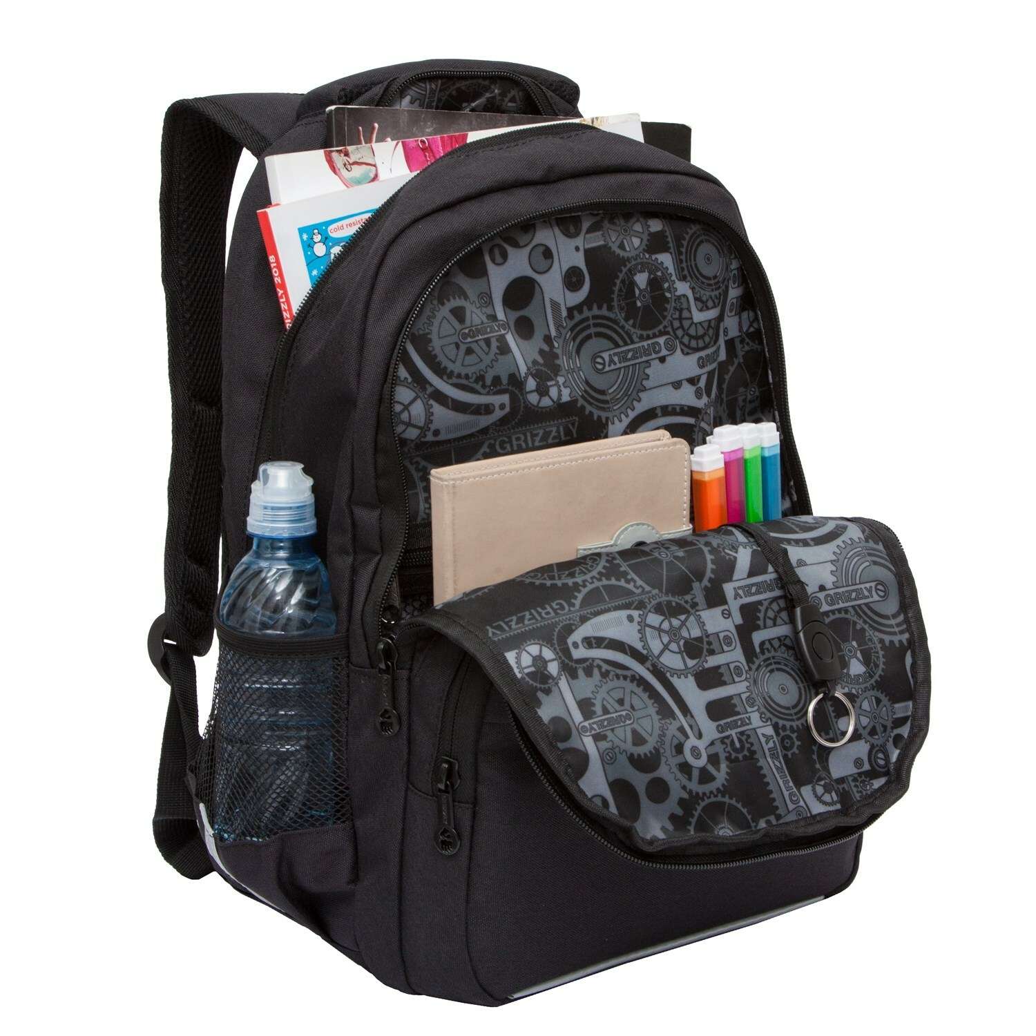 Рюкзак школьный Grizzly Классический Черный RB-054-6/1 - фото 4