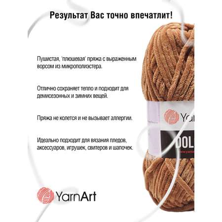 Пряжа для вязания YarnArt Dolce 100 гр 120 м микрополиэстер пушистая плюшевая 5 мотков 765 светло-коричневый