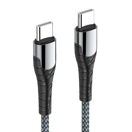 Кабель USB PD: Type-C-Type-C LDNIO LC101 1м / 60W / медь 110 жил / нейлоновая оплетка / серый