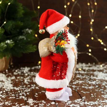 Дед мороз Sima-Land «В узорном жилете с подарками» двигается с подсветкой 28 см красный