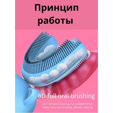 Зубная щётка - прорезыватель GK U - образная силиконовая со съемной капой Пончик синий 1 шт