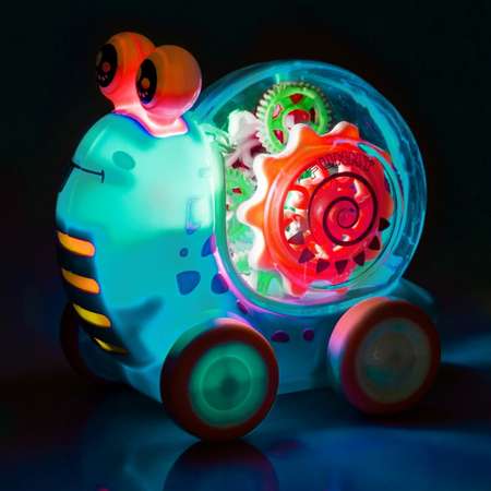 Интерактивная игрушка 1TOY Улитка прозрачная с световыми эффектами бирюзовый
