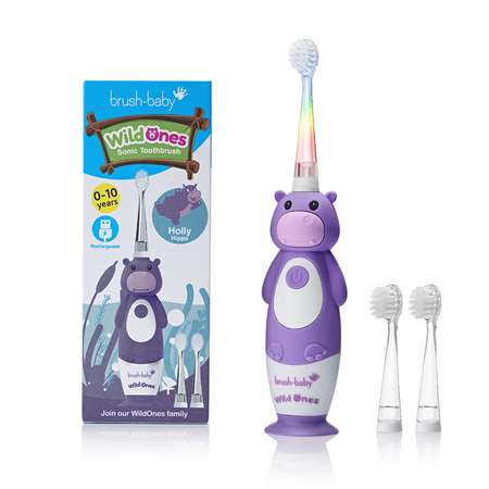 Зубная щетка электрическая Brush-Baby Sonic WildOnes звуковая Бегемот 0-10 лет