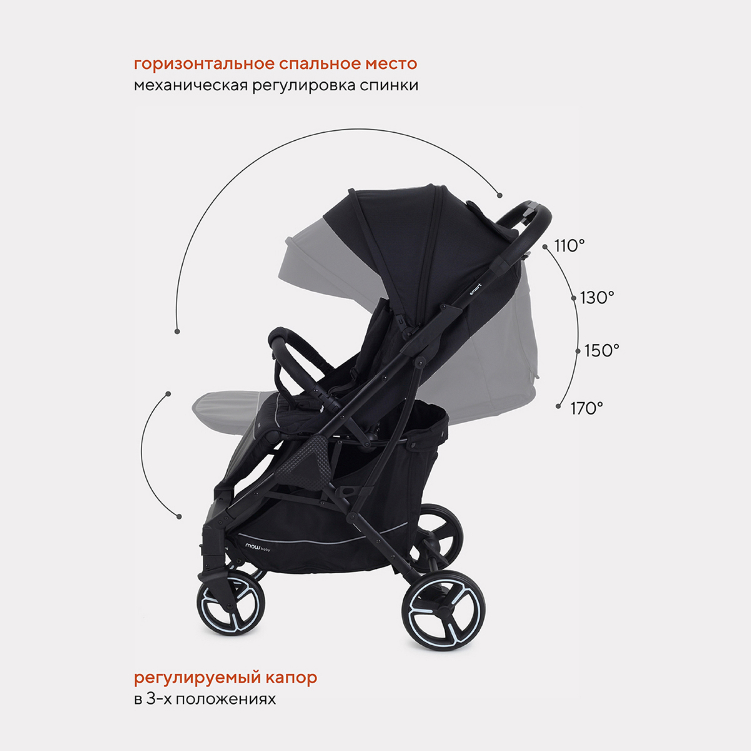 Коляска прогулочная MowBaby Smart MB101 Black 2023 - фото 5