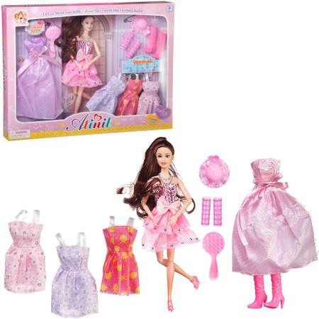 Кукла Atinil Junfa Гардероб модницы На вечеринку набор с 4 дополнительными платьями и аксессуарами