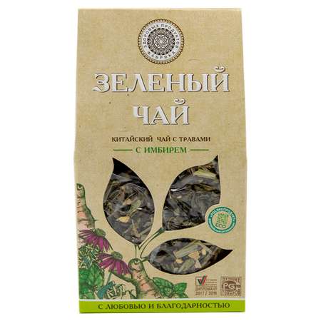 Чай Фабрика Здоровых Продуктов Зеленый с имбирем с травами 75г