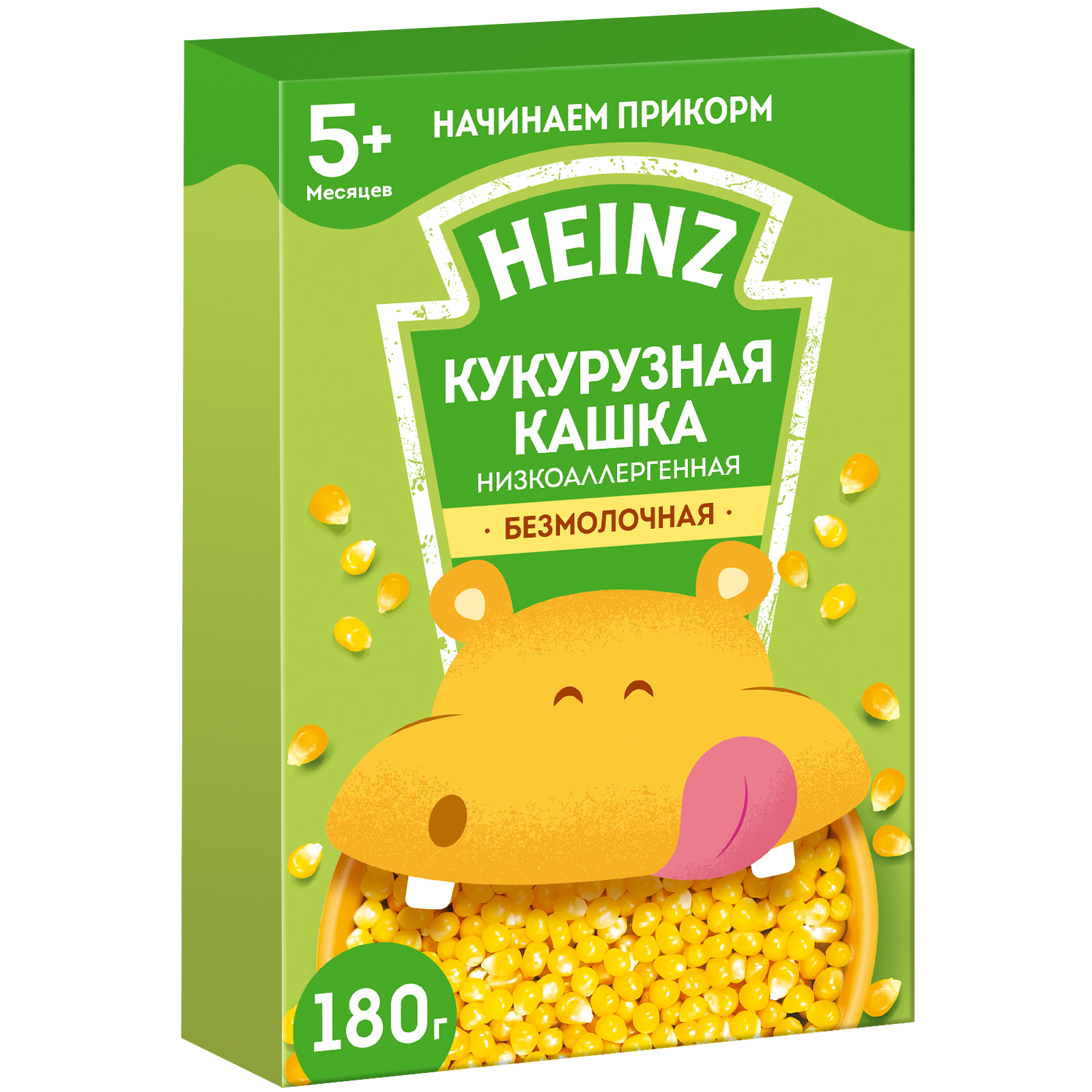 Каша безмолочная Heinz низкоаллергенная кукурузная 180г c 5месяцев - фото 1