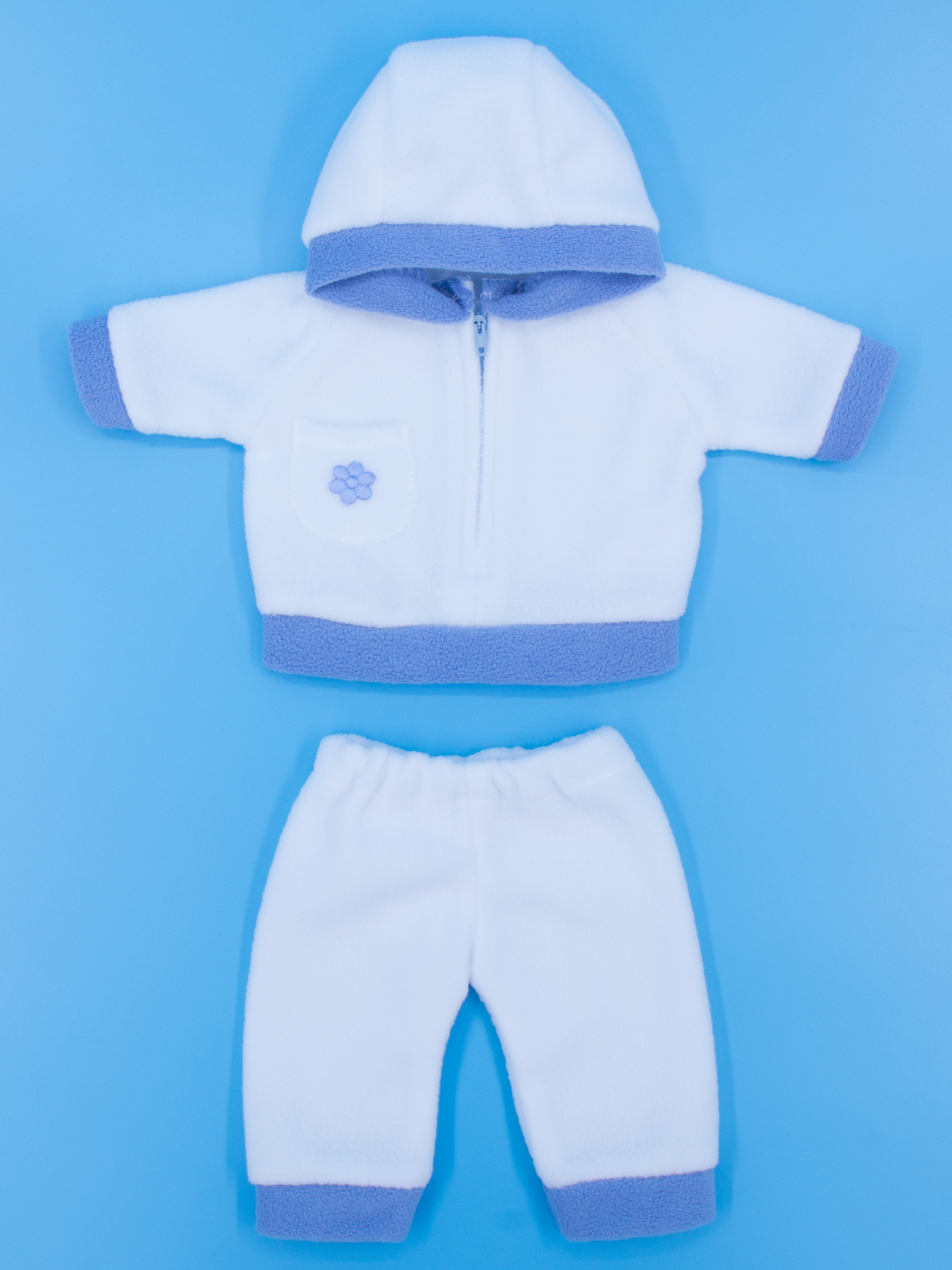 Комплект одежды МОДНИЦА для пупса 43-48 см из флиса белый-голубой 6103белый&amp;голубой - фото 6
