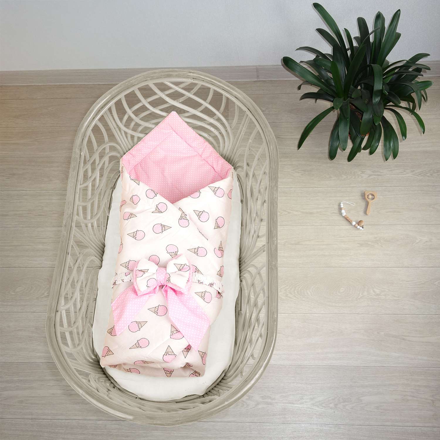 Конверт-одеяло Чудо-чадо для новорожденного на выписку «Времена года» мороженое/розовый - фото 8