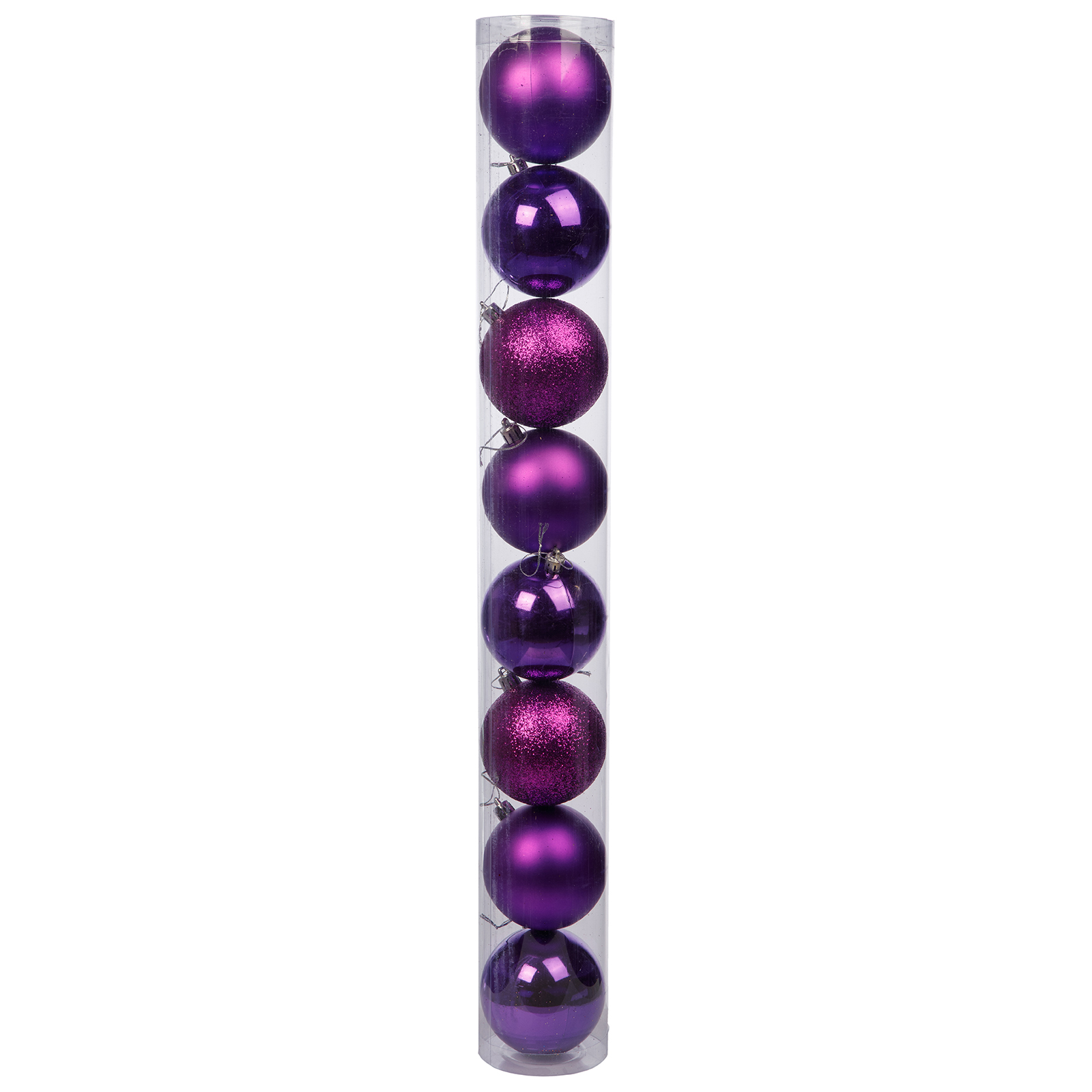 Набор елочных украшений BABY STYLE Шары фиолетовый 8 см в тубе 8 шт - фото 1