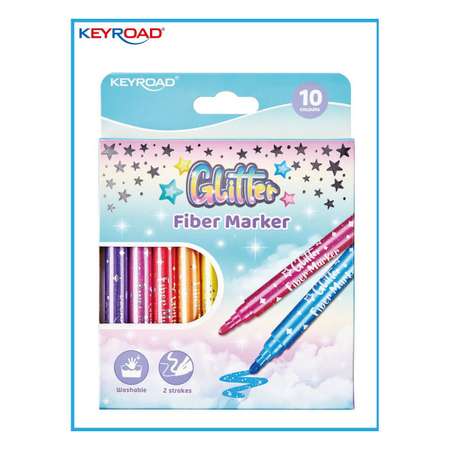 Фломастеры KEYROAD Glitter 10 цветов картонный футляр