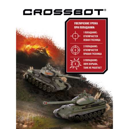 Игровой набор CROSSBOT танк на радиоуправлении 2 штуки 1:24 Т-34 СССР - Germany king tiger Германия