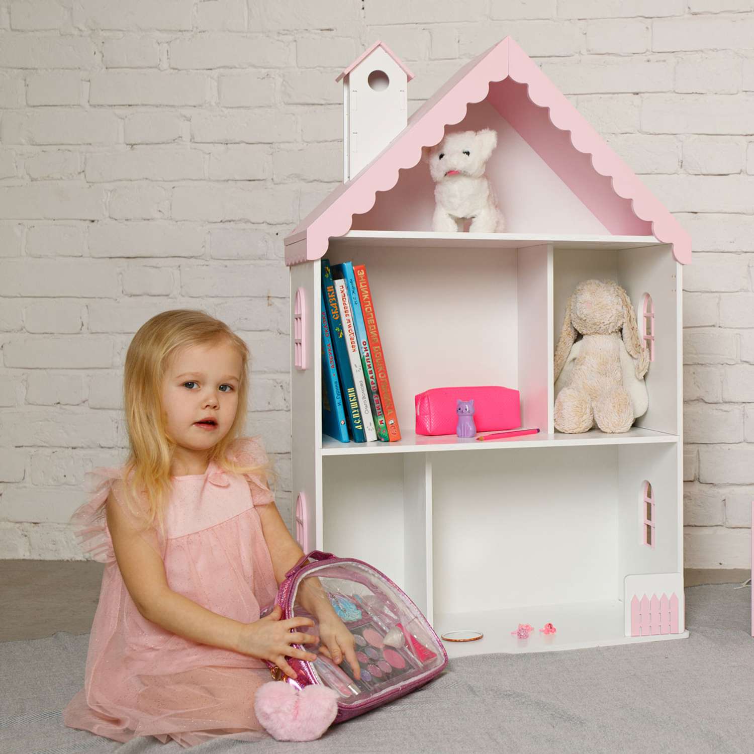 Кукольный дом Pema kids бело-розовый Материал МДФ ВероникаБелоРоз - фото 4