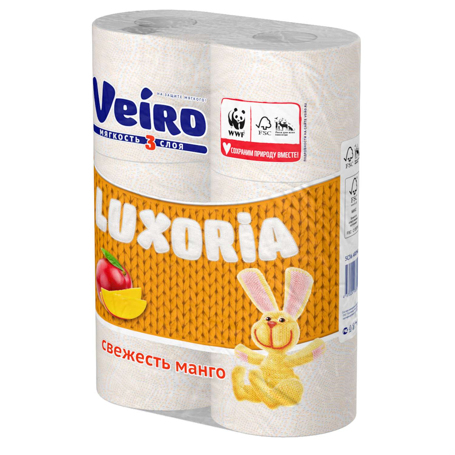 Туалетная бумага Veiro Luxoria Свежесть манго 3слоя/6рулонов - фото 3