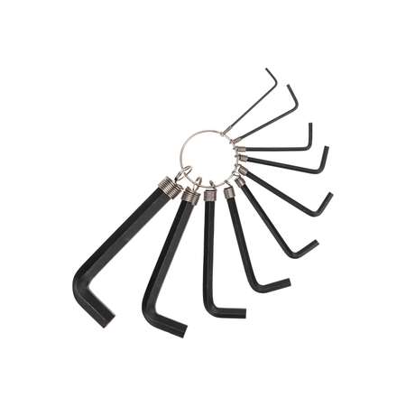 Набор ключей имбусовых Kranz Hex 1.5-10 мм 10 штук оксидированные на кольце