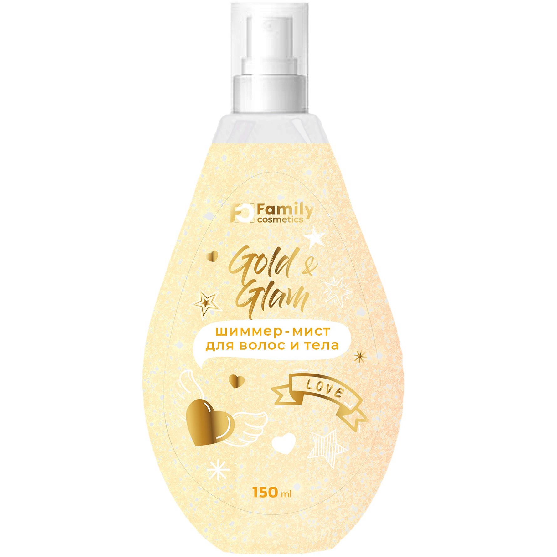 Шиммер-мист Family cosmetics для волос и тела Gold and Glam 150 мл - фото 1