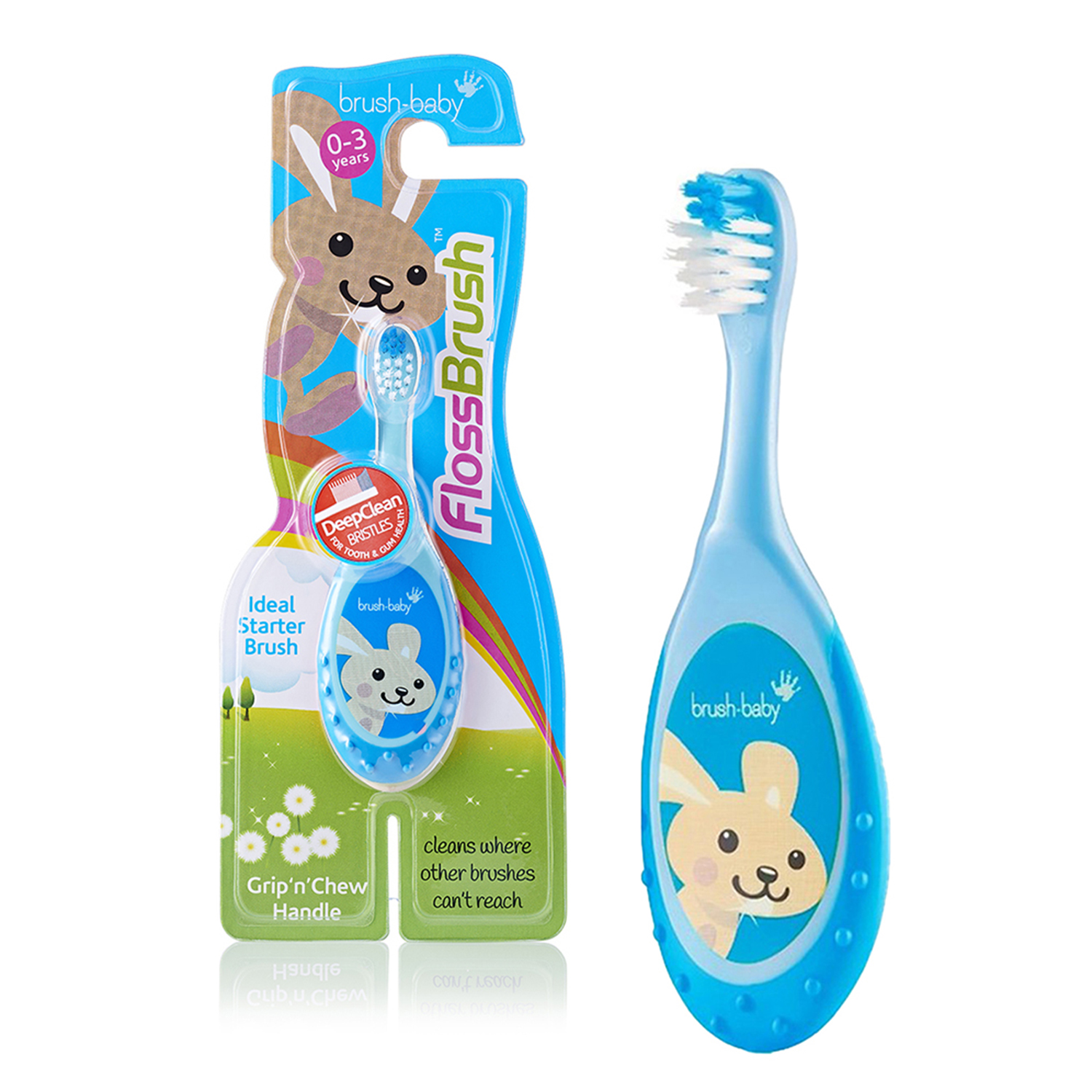 Зубная щетка Brush-Baby FlossBrush 0-3 года голубая - фото 1