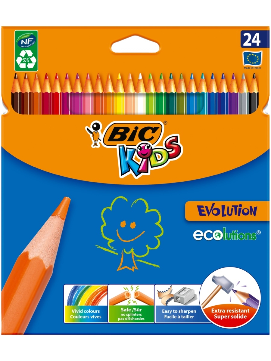 Карандаши цветные BIC Evolution 24 цветов - фото 1