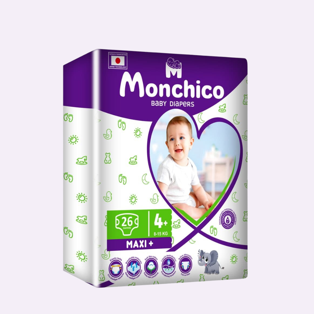 Детские подгузники Monchico MAXI+ 8-15 кг 26 штук - фото 1