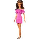 Кукла Barbie Модница Розовое платье с оборками на рукавах HRH15