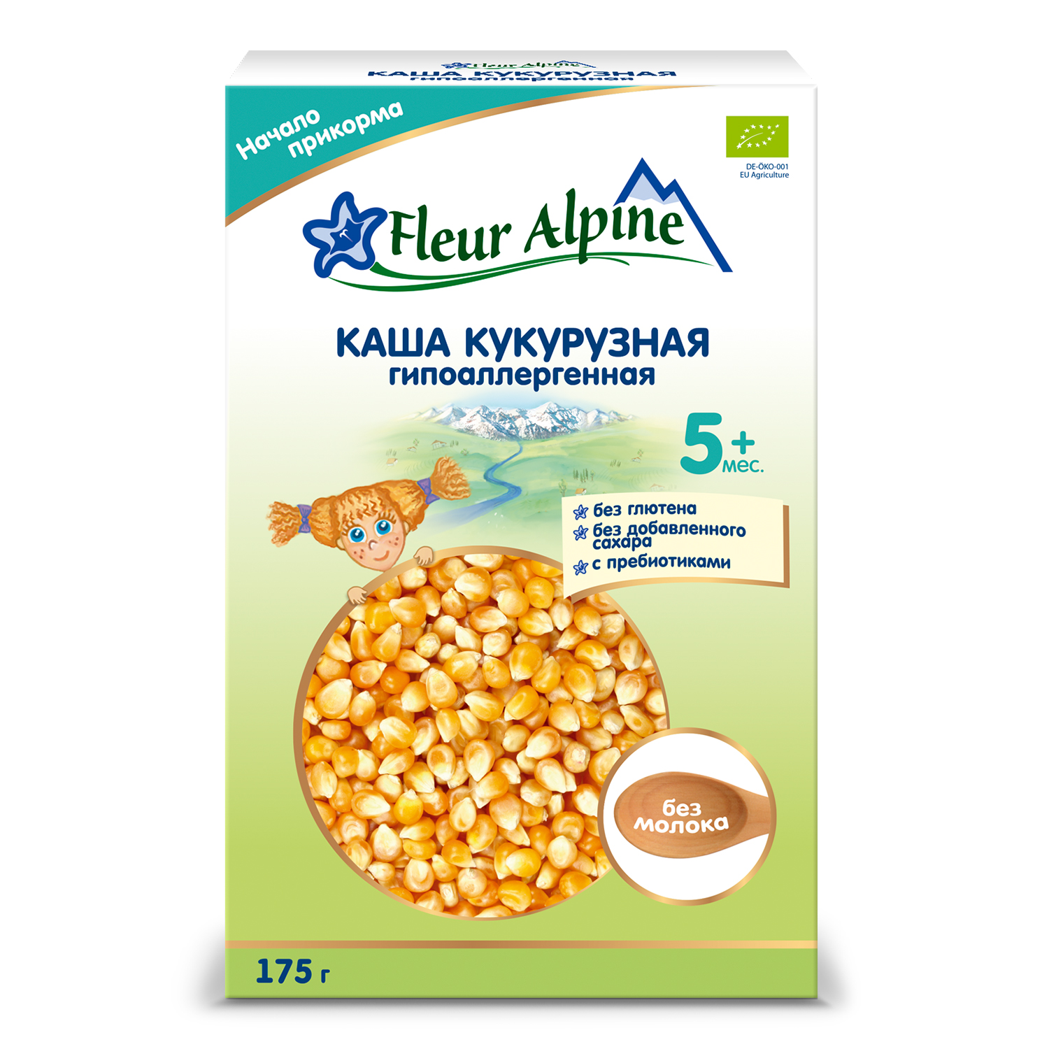 Каша Fleur Alpine безмолочная кукурузная с пребиотиками гипоаллергенная 175г с 5мес - фото 1