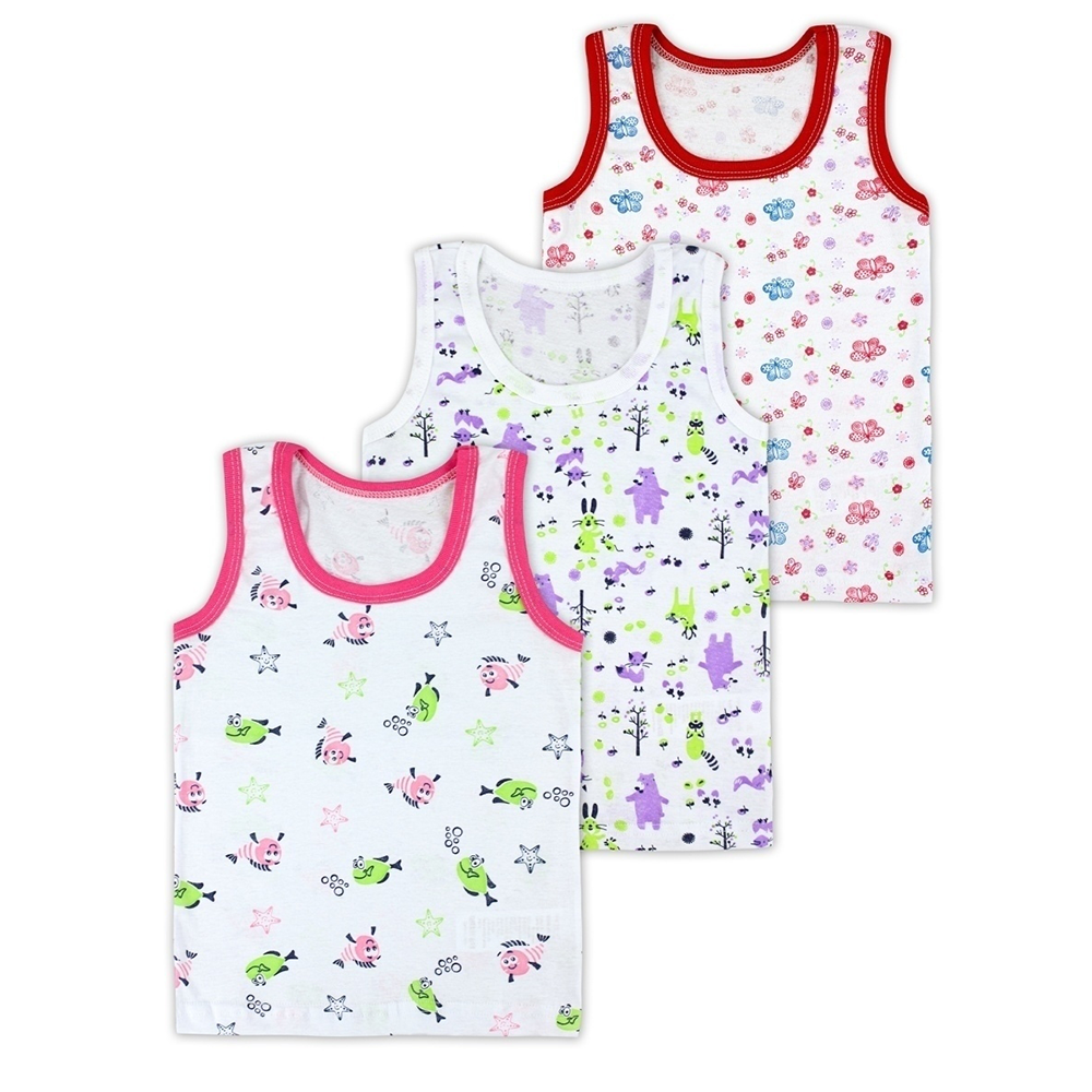 Майка 3 шт Babycollection 452/mkb000/sph/k3/004/p1/W*dбелый сиреневый - фото 1