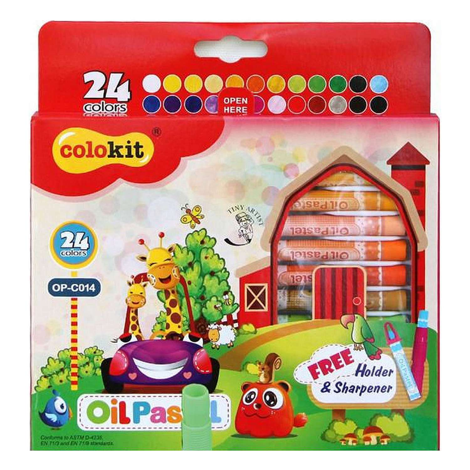 Масляная пастель Flexoffice Colokit 24 цвета + держатель для мелка+точилка картонный футляр - фото 1