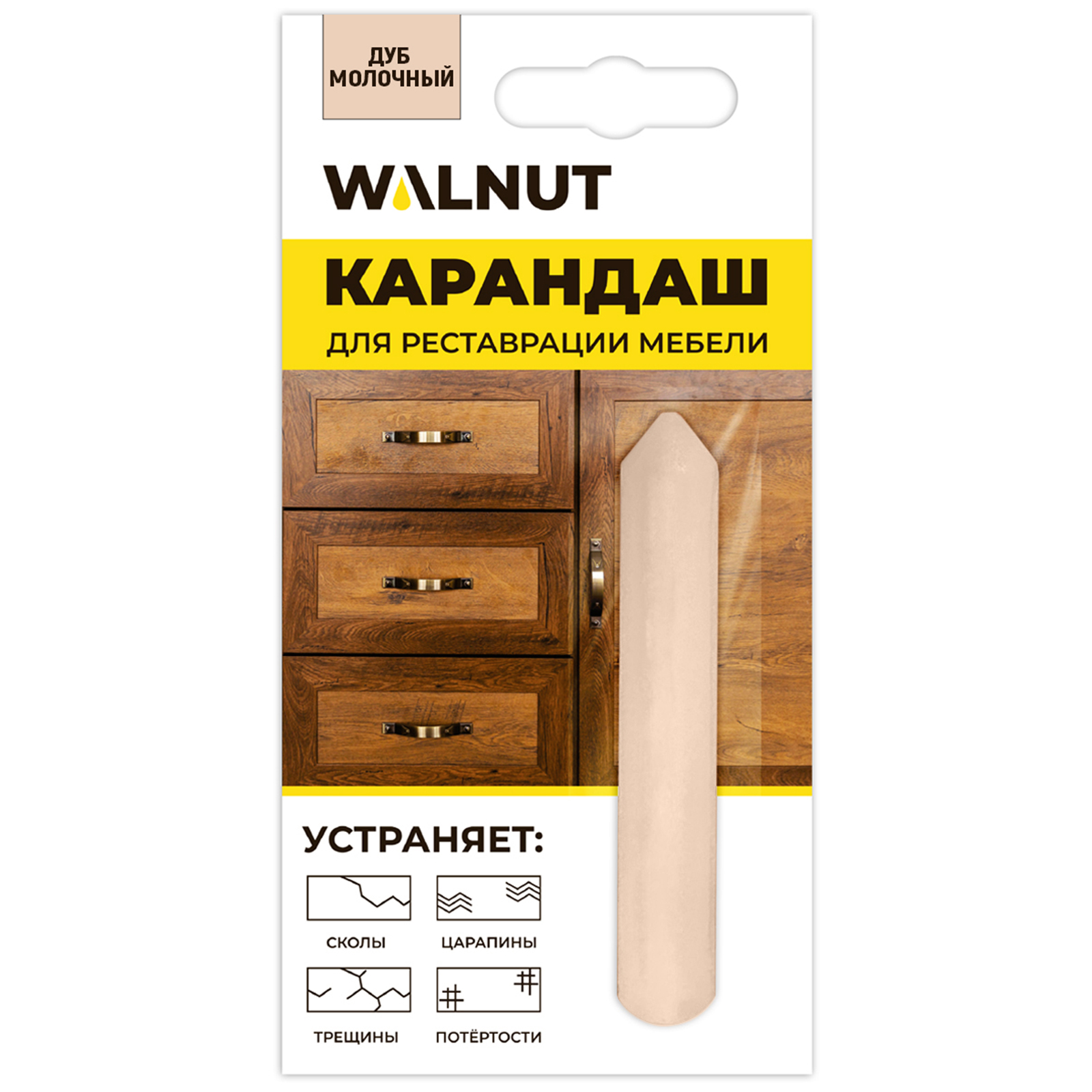 Карандаш для реставрации мебели WALNUT Дуб молочный 8,8 г - фото 7