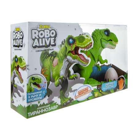 Игрушка интерактивная Robo Alive Робо-Тираннозавр зелёный слайм с сюрпризом
