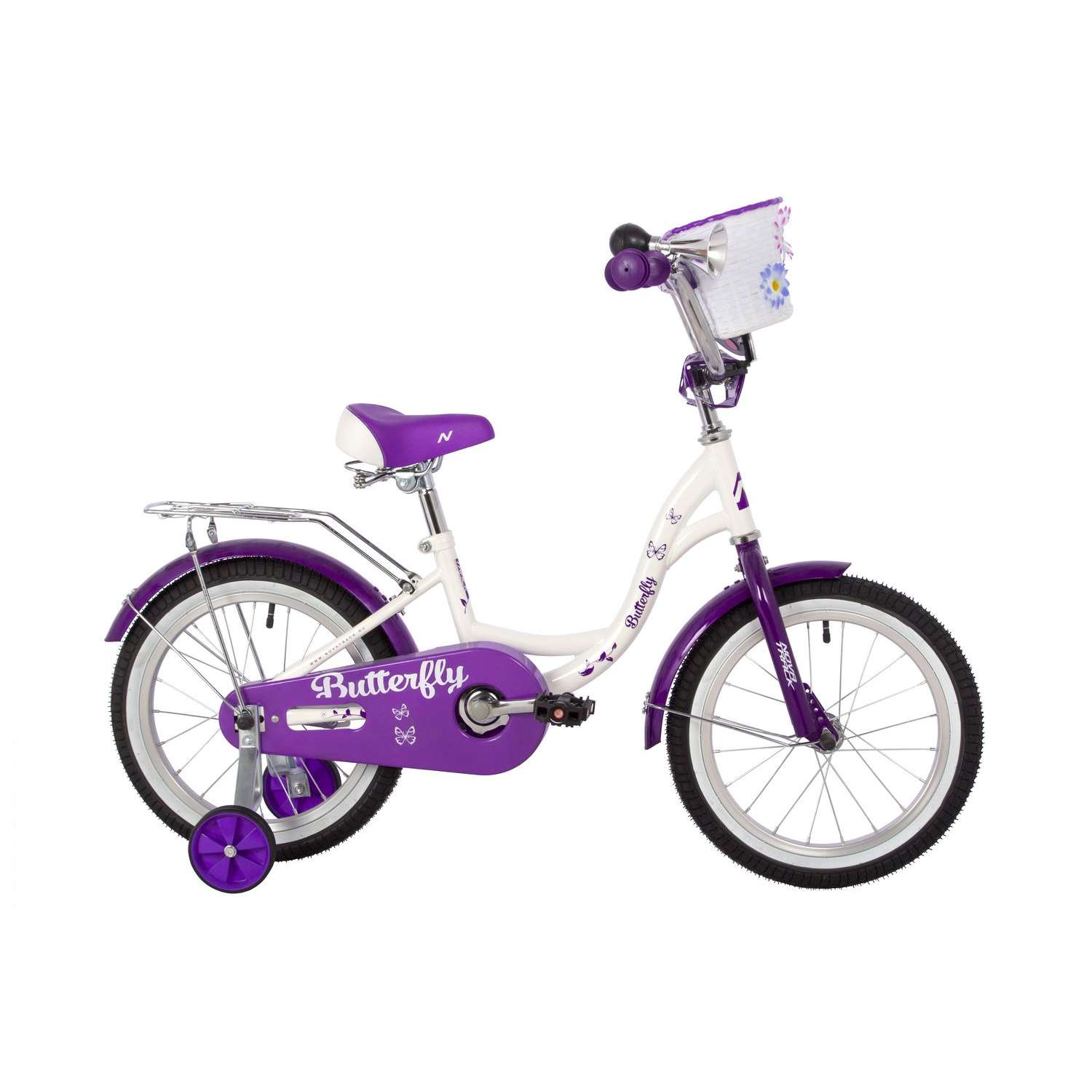 Велосипед 16 белый-фиолетовый NOVATRACK BUTTERFLY - фото 8