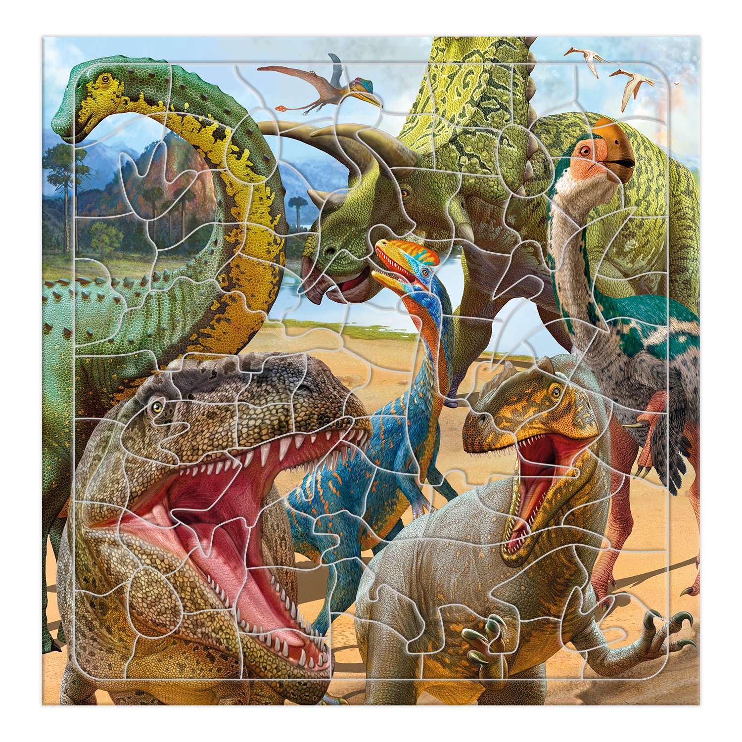 Пазл ГЕОДОМ Динозавры 80 деталей - фото 1