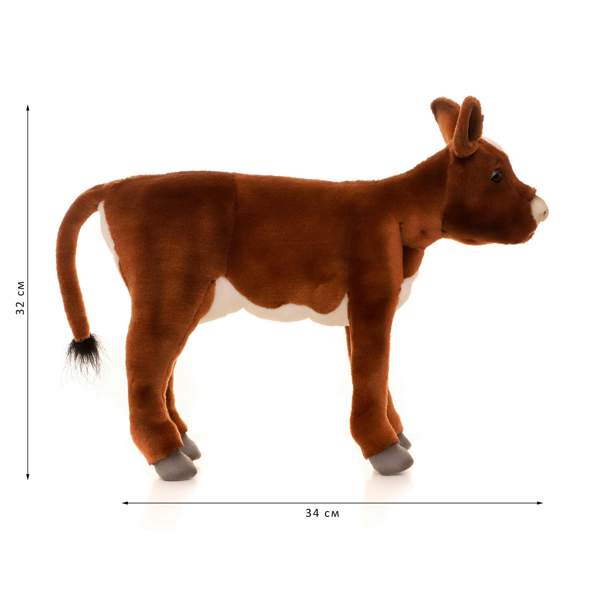 Реалистичная мягкая игрушка HANSA Бык телёнок коричневый 34 см - фото 13
