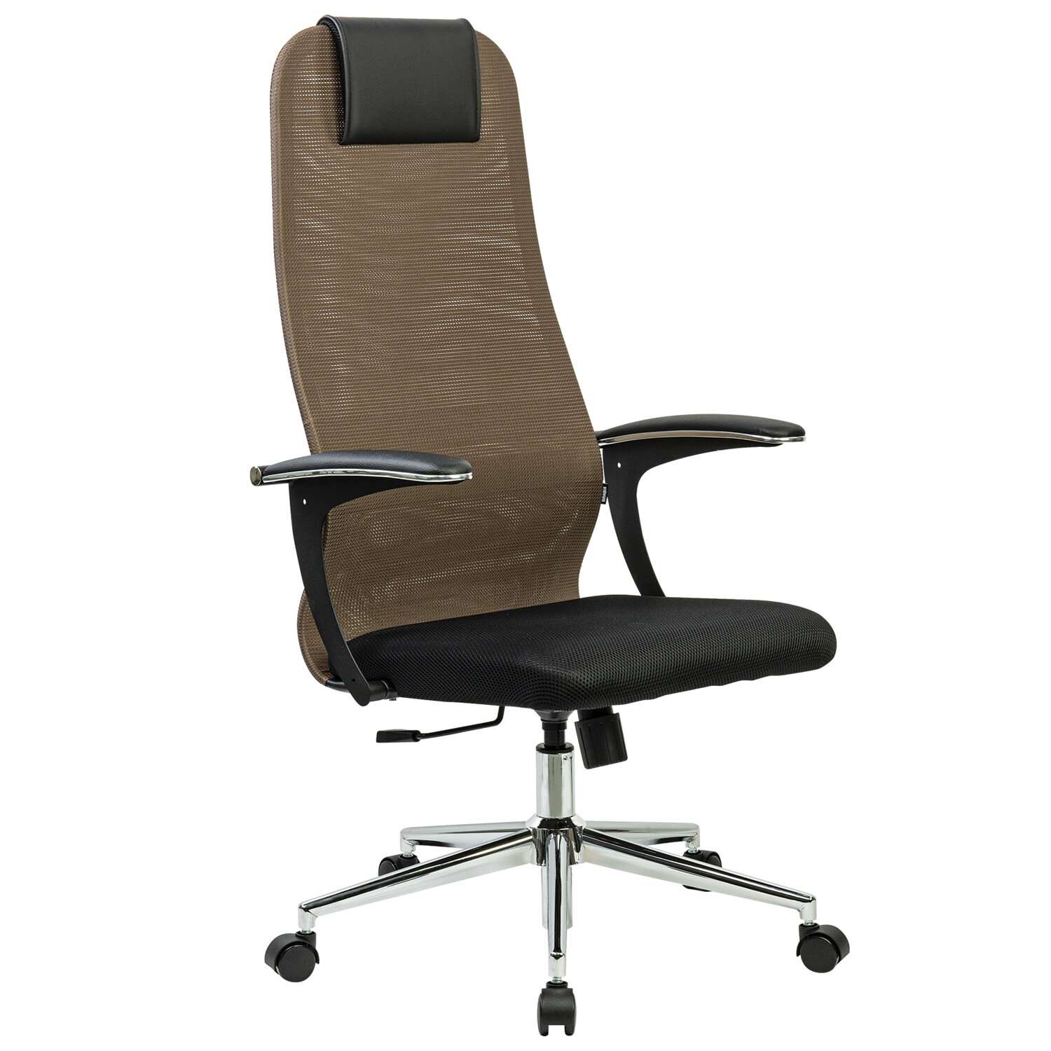 Кресло компьютерное Brabix игровое офисное на колесиках тканевое черное коричневое - фото 1