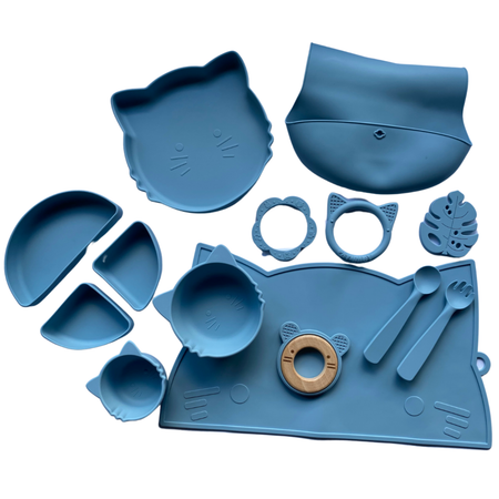 Набор детской посуды PlayKid серо-голубой