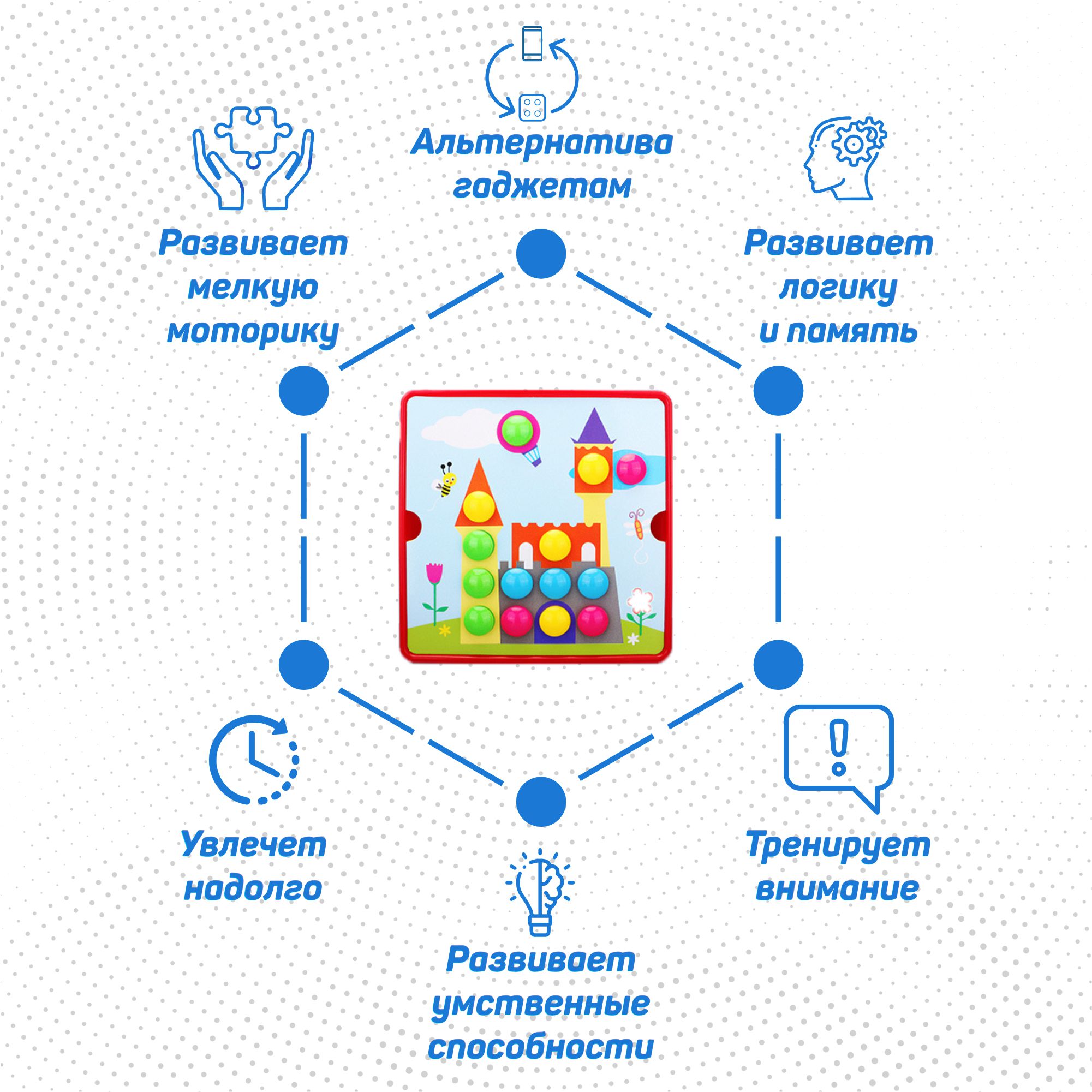 Развивающая игрушка NR-Toys мозаика крупная для малышей 12 трафаретов 46 кнопок павлин - фото 3