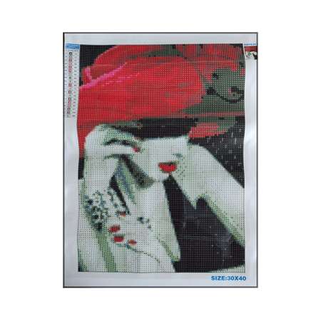 Алмазная мозаика Seichi Дама в красной шляпе 30х40 см