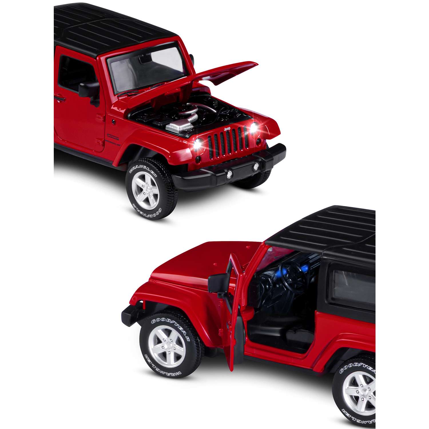Машинка металлическая АВТОпанорама 1:32 Jeep Wrangler красный инерционная JB1251518 - фото 7