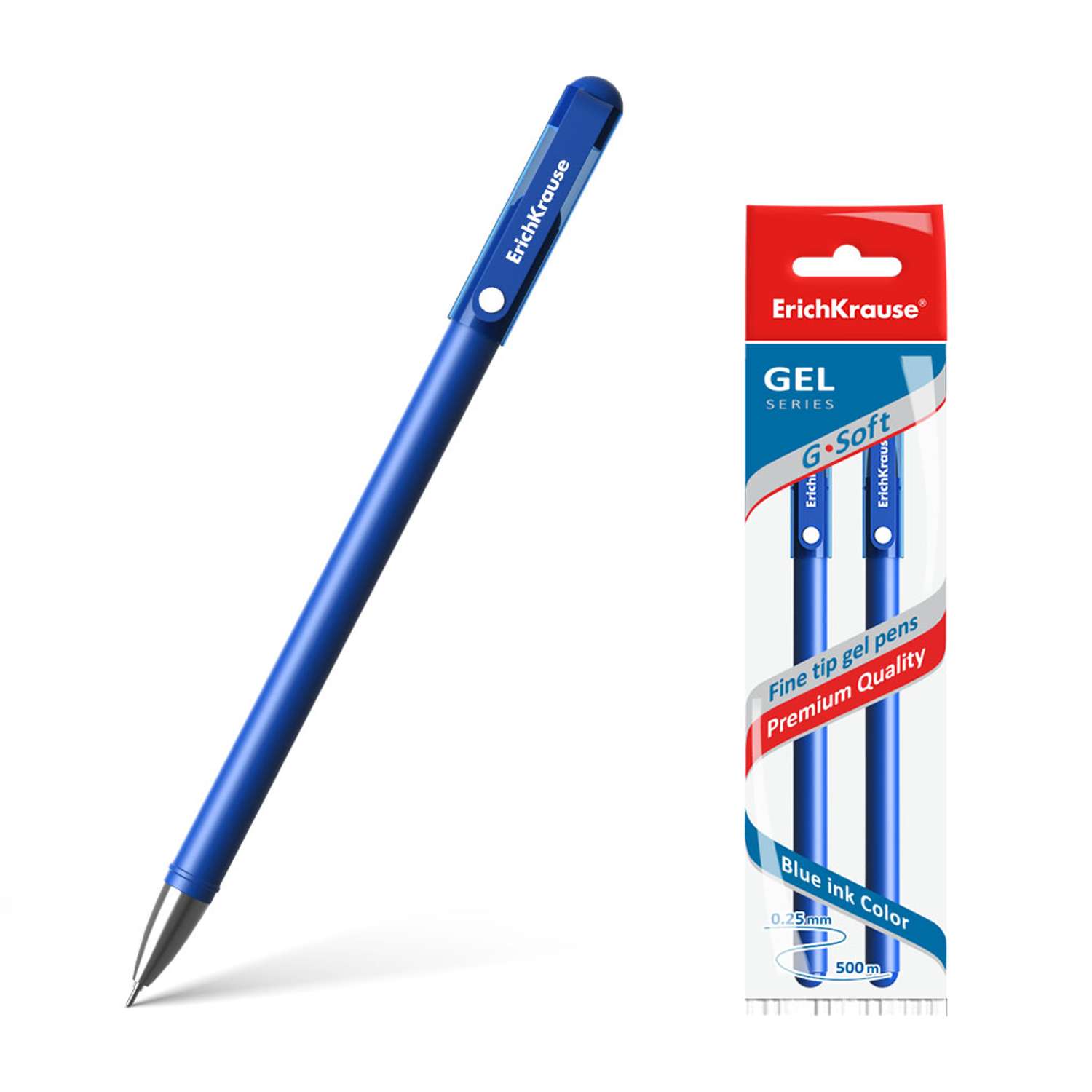 Ручка гелевая ErichKrause G Soft синий 2 шт - фото 1