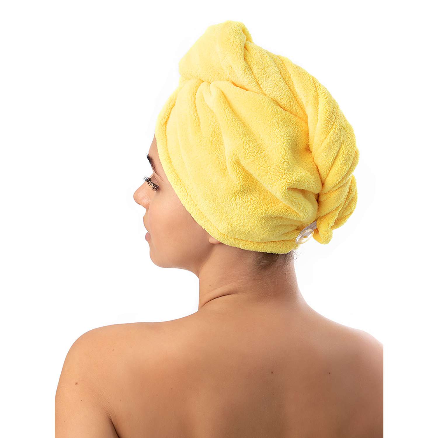 Тюрбан для сушки волос DeNASTIA микрофибра 25x65 см желтый Q000005 - фото 2