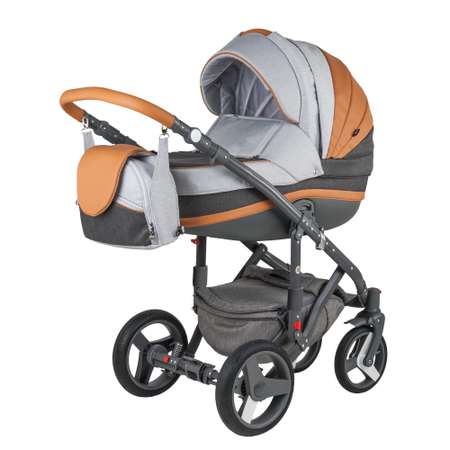 Коляска 3в1 BeBe-mobile Movo C and G A23 Светло-серый+Серый+Карамельная кожа