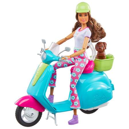 Набор игровой Barbie Кукла со скутером и аксессуарами HGM55