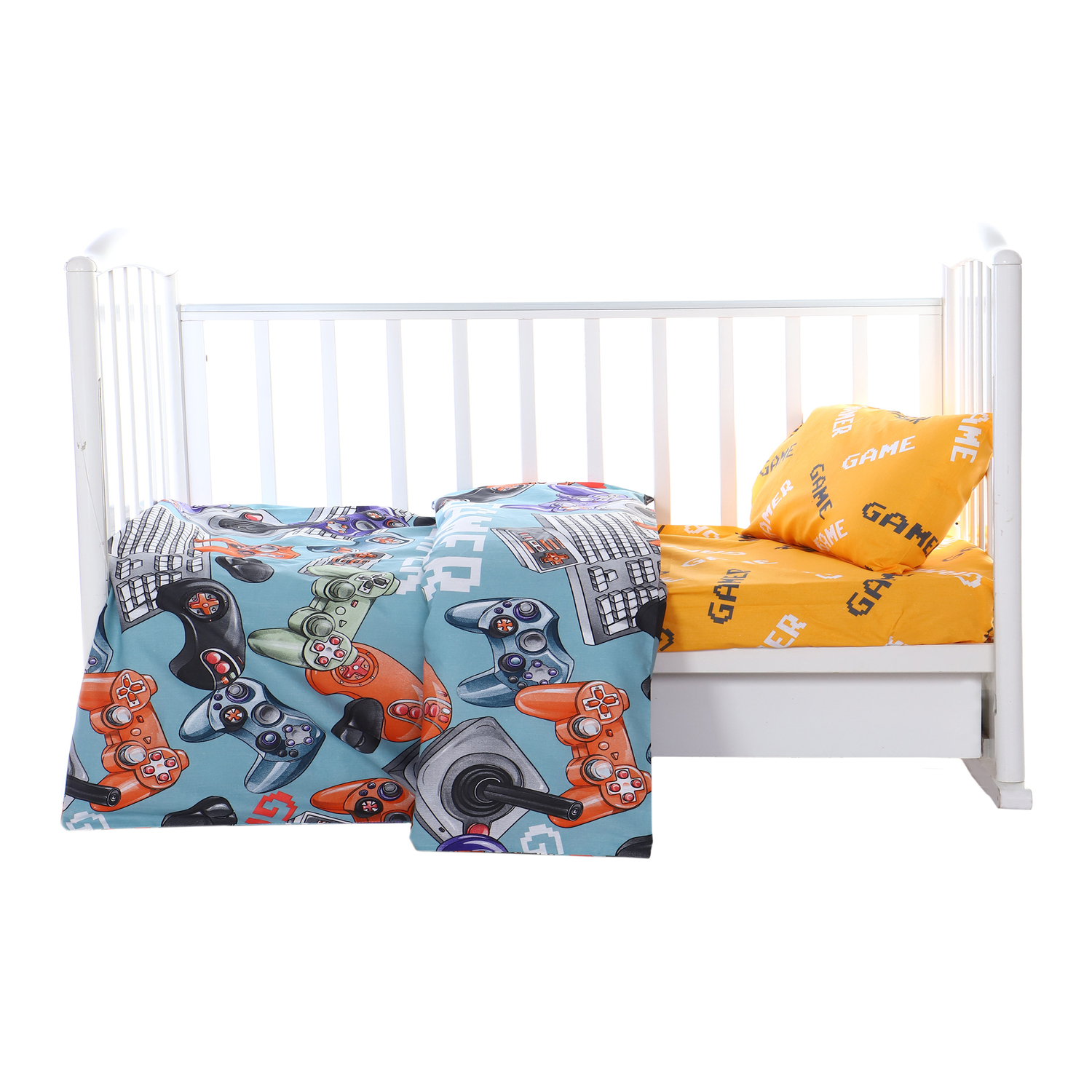 Комплект постельного белья Селтекс детский бязь с простыней на резинке Геймер - фото 1