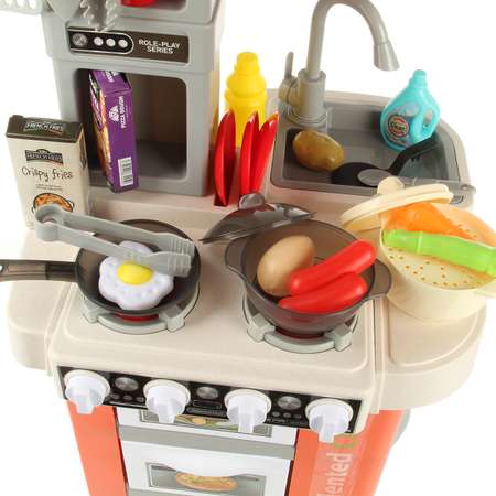 Детская кухня Veld Co Звуки свет вода плита детская игрушечная посуда и продукты 67 предметов