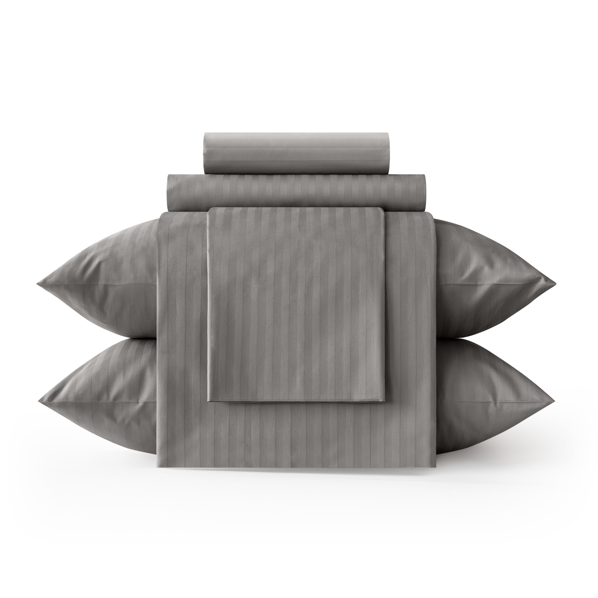 Простыня на резинке LOVEME Gray 140х200 см страйп-сатин 100% хлопок - фото 3