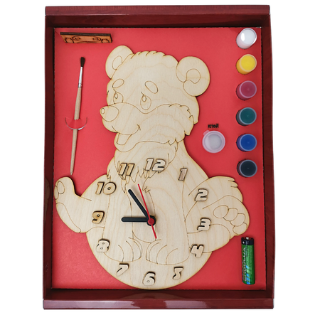 Набор для творчества Нескучные игры Часы с циферблатом Мишка с красками