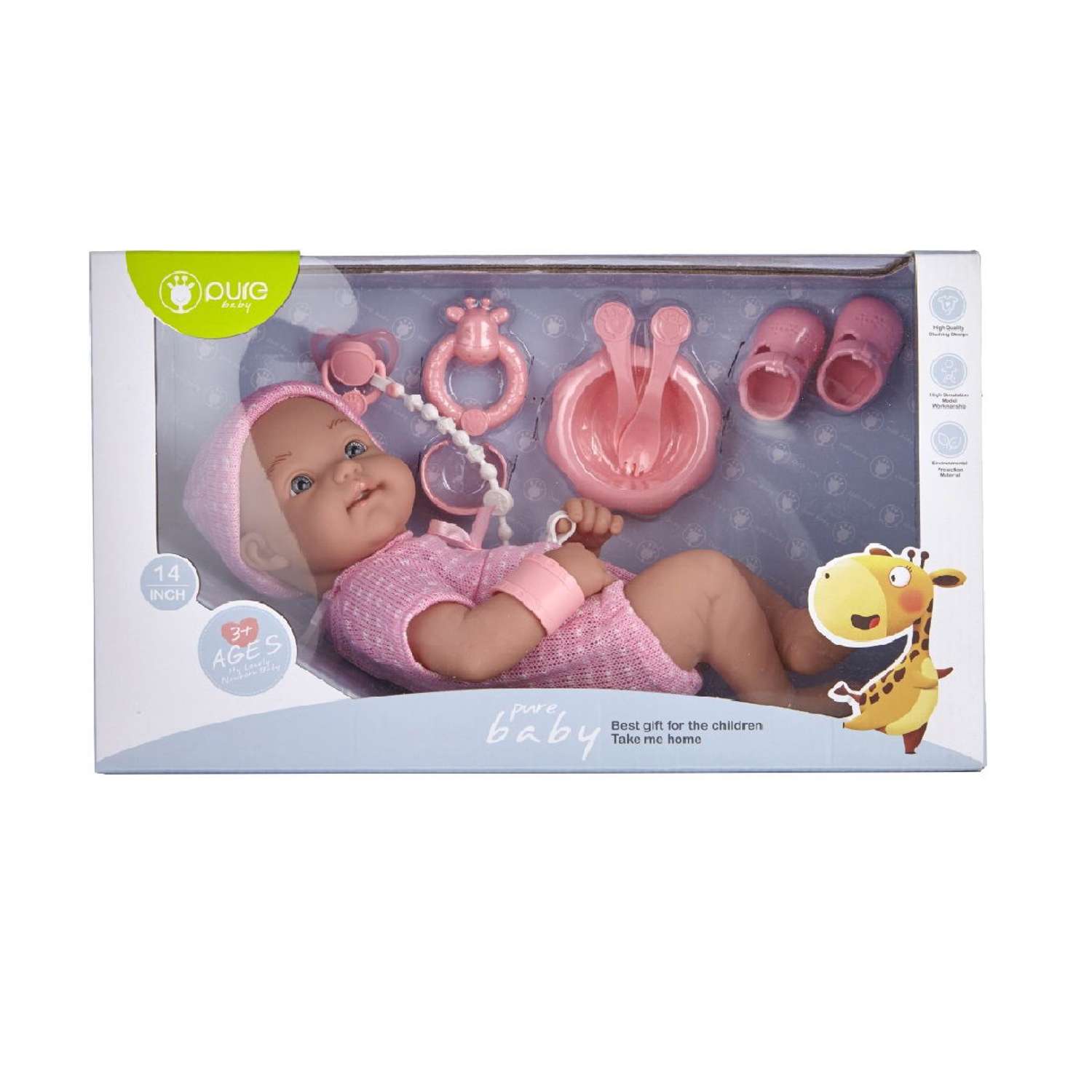 Кукла-пупс Junfa Pure Baby 35см в розовом комбинезоне WJ-B9974 - фото 1