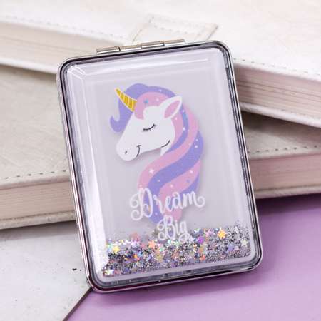 Зеркало карманное iLikeGift Sparkles unicorn white с увеличением