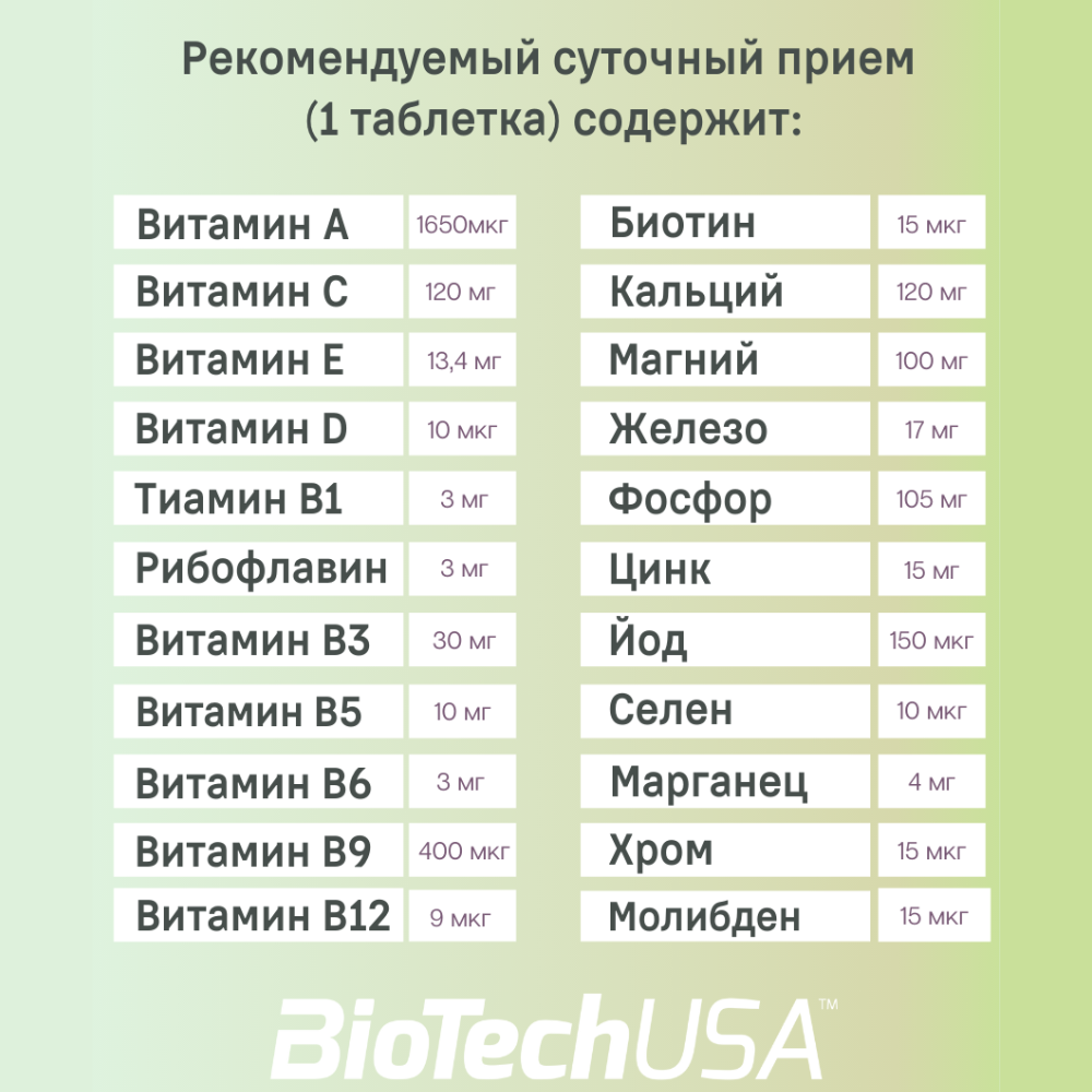 Мультивитамины BiotechUSA One-a-Day 100 таблеток - фото 7